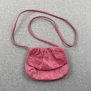 Vintage Fossil Genuine Leather Crossbody Mini Bag Purse Pink Flap Retro Preppy
